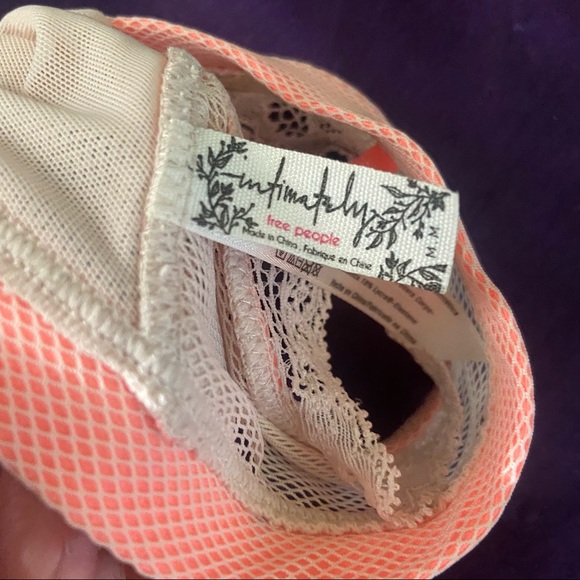 Free People Plunge Mesh Lace Trim Pink Bralette - Picture 5 of 8